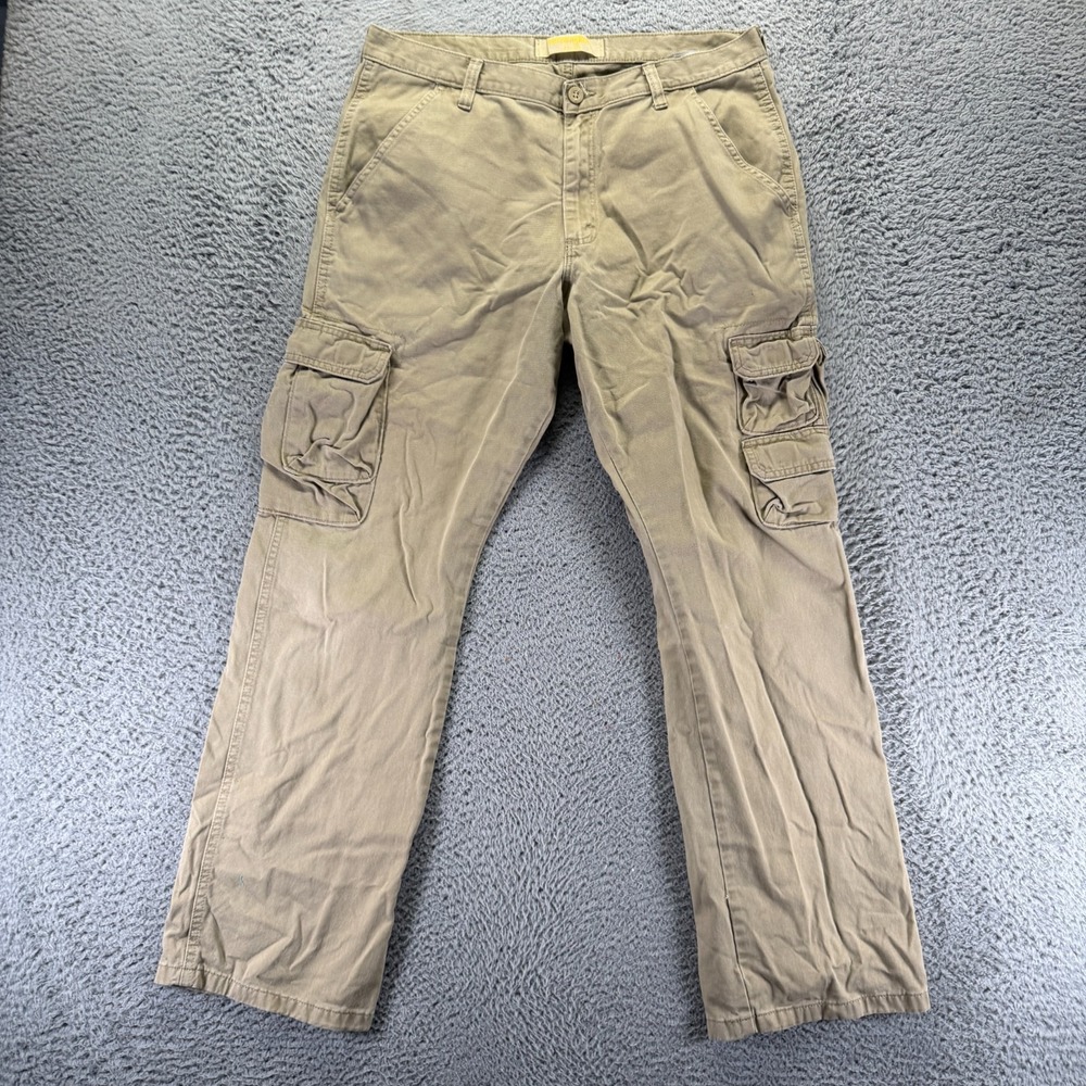 Wrangler Pant Mens 34x32‎ Brown Cotton Cargo Straight Travel Workwear Utility
